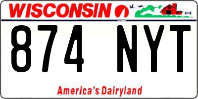 WI license plate 874NYT