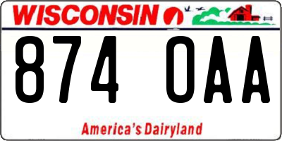 WI license plate 874OAA
