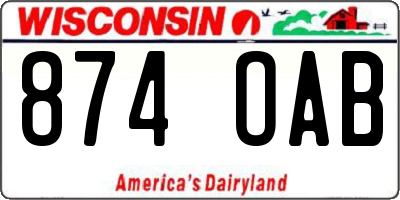 WI license plate 874OAB