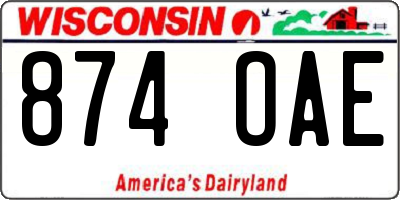 WI license plate 874OAE