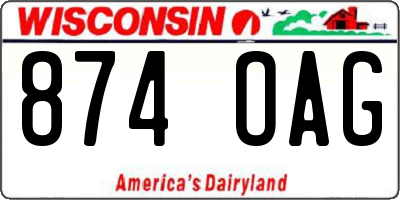 WI license plate 874OAG