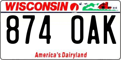 WI license plate 874OAK