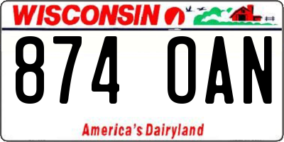 WI license plate 874OAN
