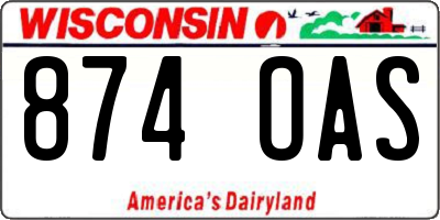 WI license plate 874OAS