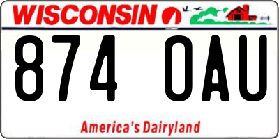 WI license plate 874OAU