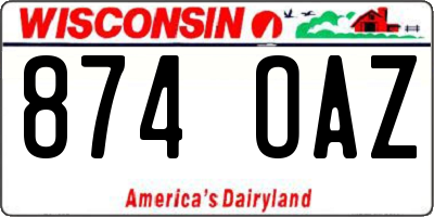 WI license plate 874OAZ