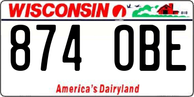 WI license plate 874OBE
