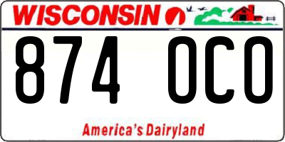 WI license plate 874OCO