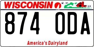 WI license plate 874ODA