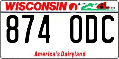 WI license plate 874ODC