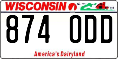 WI license plate 874ODD