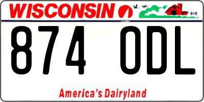 WI license plate 874ODL