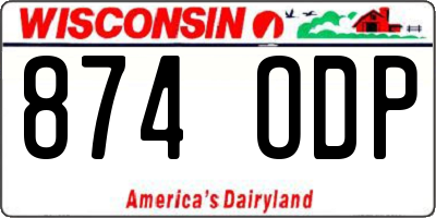WI license plate 874ODP