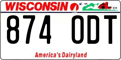WI license plate 874ODT