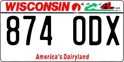 WI license plate 874ODX