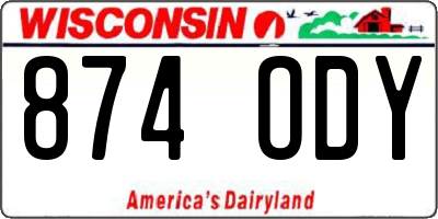 WI license plate 874ODY