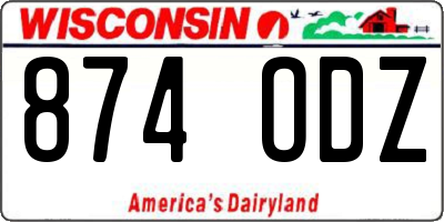 WI license plate 874ODZ