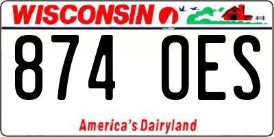 WI license plate 874OES