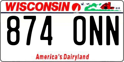 WI license plate 874ONN