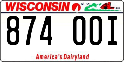 WI license plate 874OOI