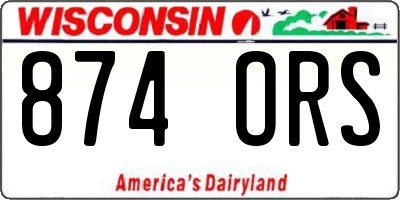 WI license plate 874ORS