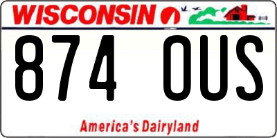 WI license plate 874OUS