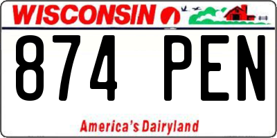 WI license plate 874PEN