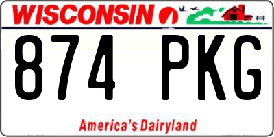 WI license plate 874PKG