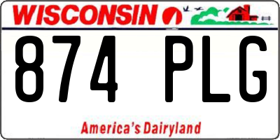 WI license plate 874PLG