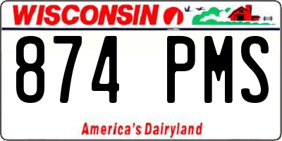 WI license plate 874PMS