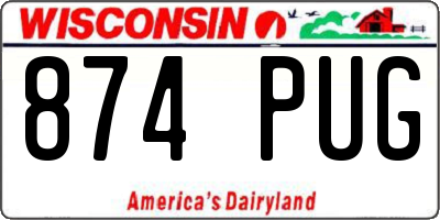 WI license plate 874PUG