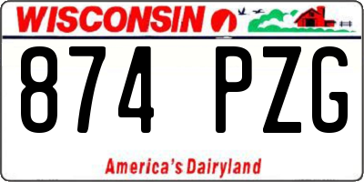 WI license plate 874PZG
