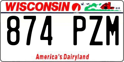 WI license plate 874PZM