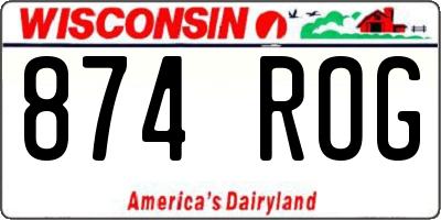WI license plate 874ROG
