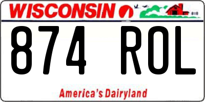 WI license plate 874ROL
