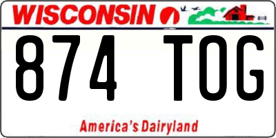 WI license plate 874TOG