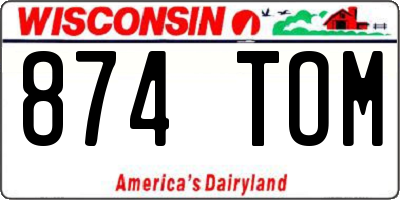 WI license plate 874TOM