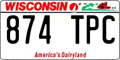 WI license plate 874TPC