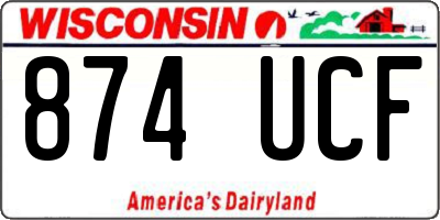 WI license plate 874UCF