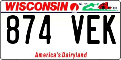 WI license plate 874VEK