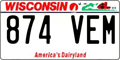 WI license plate 874VEM