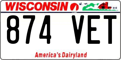 WI license plate 874VET