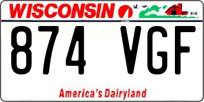 WI license plate 874VGF