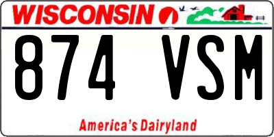 WI license plate 874VSM