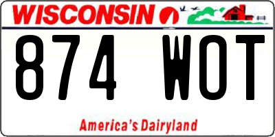 WI license plate 874WOT