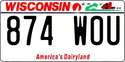 WI license plate 874WOU