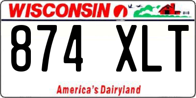 WI license plate 874XLT