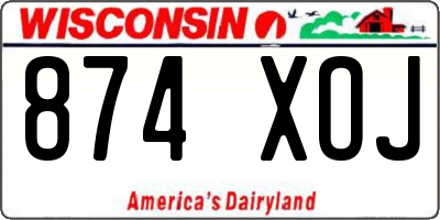 WI license plate 874XOJ