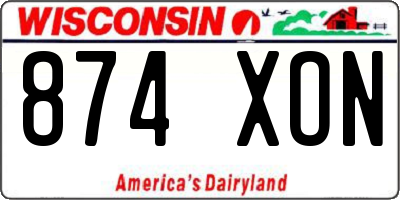 WI license plate 874XON