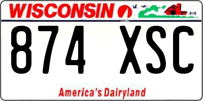 WI license plate 874XSC